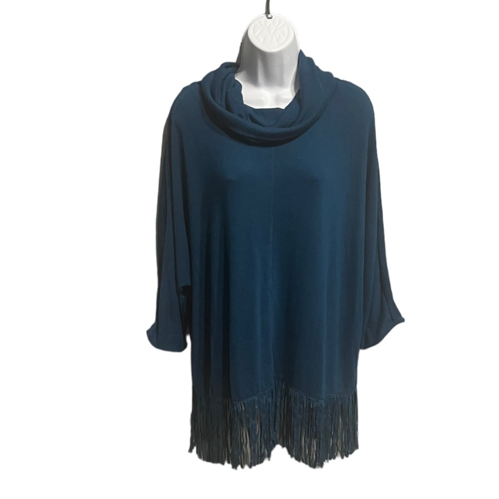 Terre Bleue Women’s Pullover Turtleneck Poncho Sweater